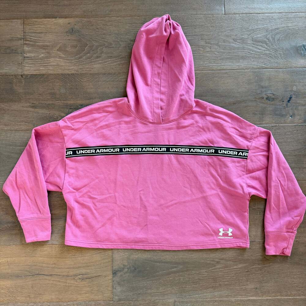 Under Armour Women's Rival Terry Taped Crop Hoodie Pink